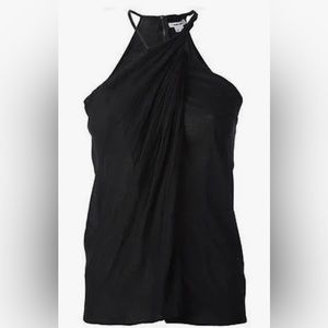 Helmut Lang Twist Neck Top With Leather Strap Black